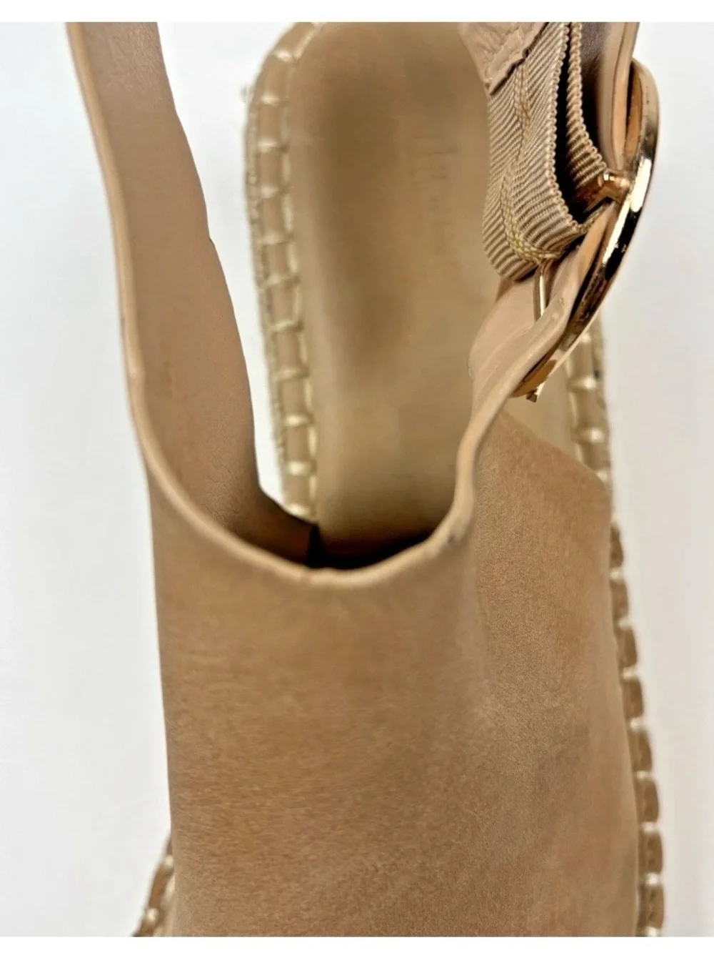 Catherine Malandrino Espadrille Wedge Sandals 9.5 Tan Suede Open Toe Slingback
